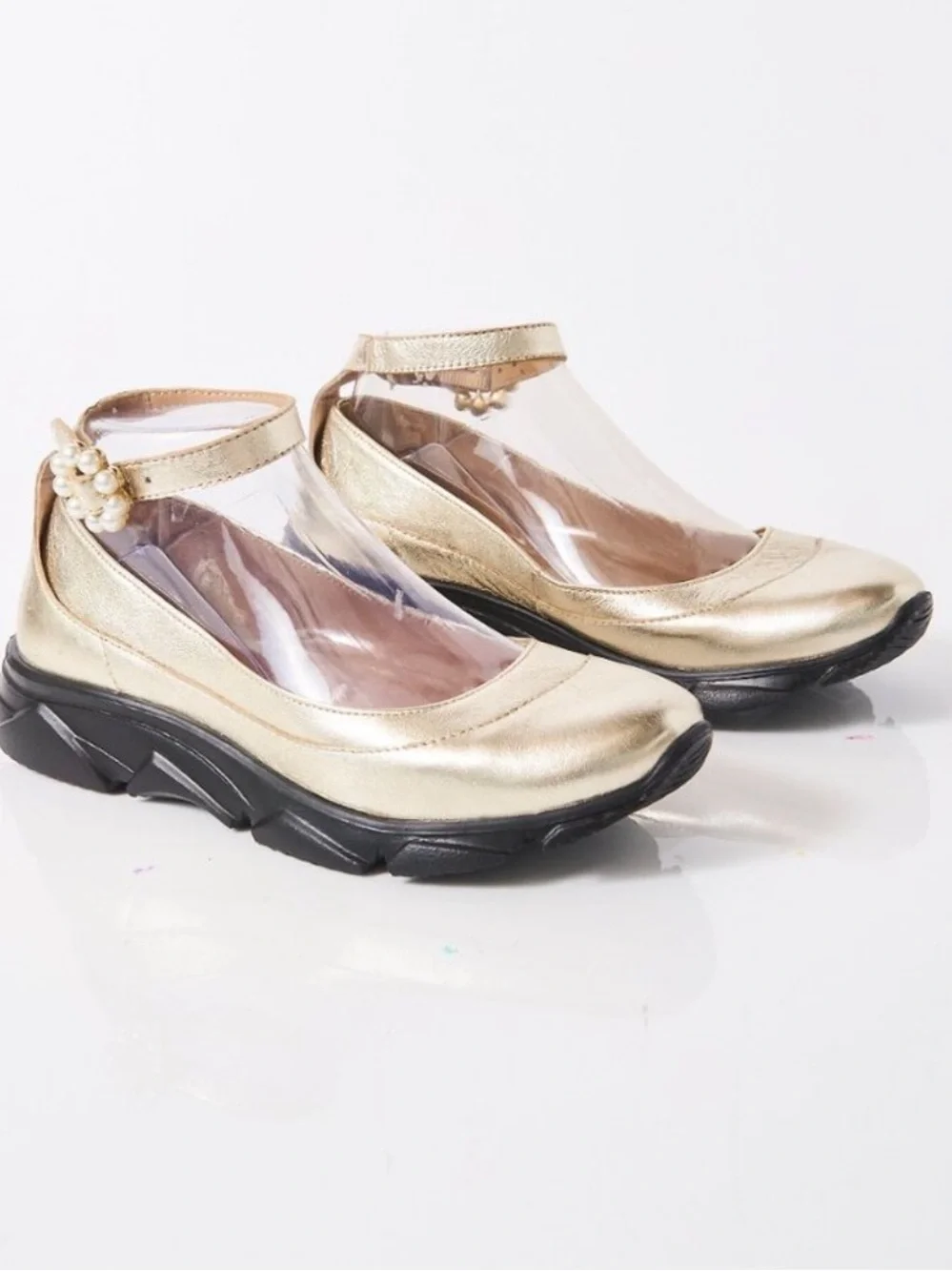 Free people Adventure leather Ballet Sneakers in gold